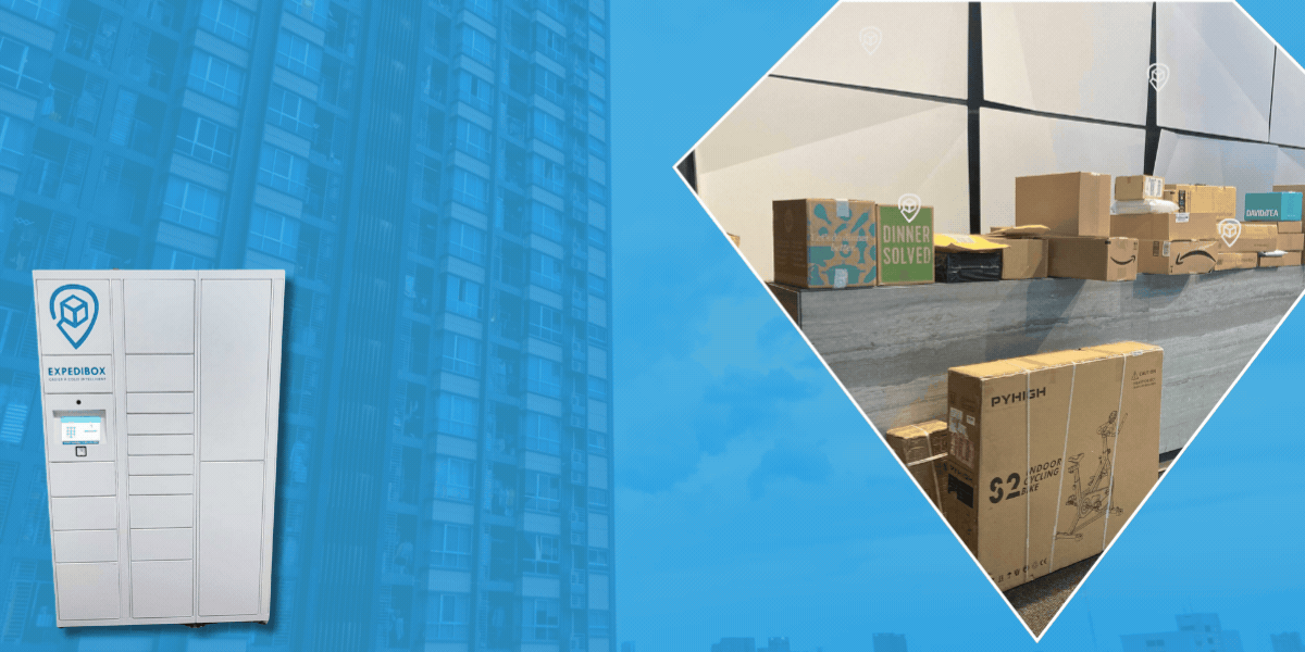 Managing Package Overflow: The Challenges of High-Volume Deliveries in Condo Mailrooms A cluttered condo mailroom with packages stacked on shelves and the floor, highlighting the challenges of managing high volumes of deliveries in modern residential buildings.